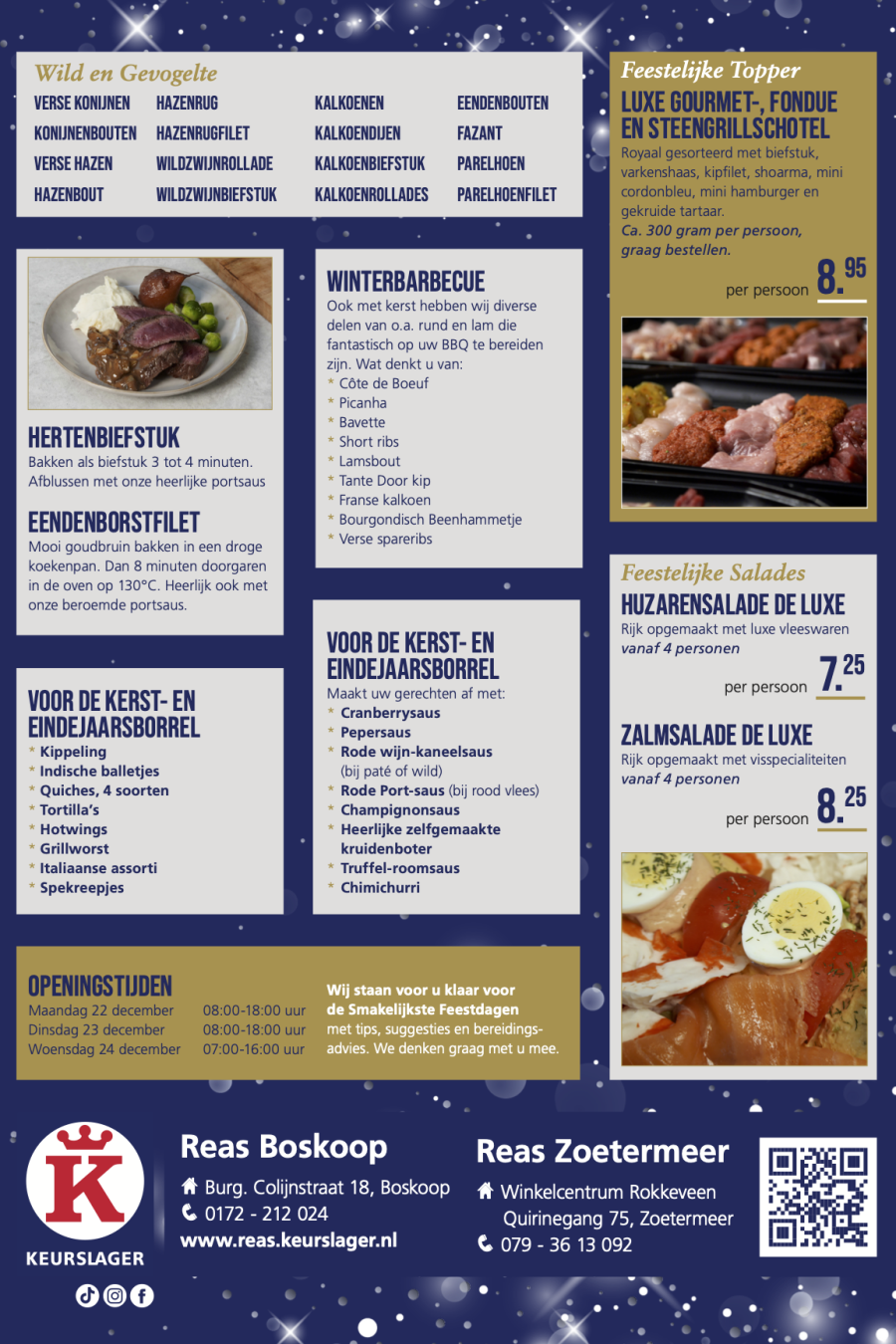 Keurslagerij Reas Kerst Feestdagen Folder Zoetermeer Boskoop